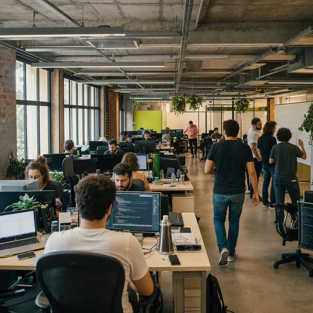 OnWeb team of specialists in a development studio
